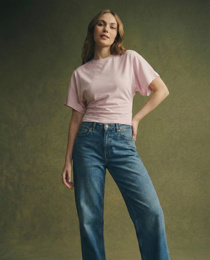 Olivia Bennet | Cotton Drape Tee for Women in White
