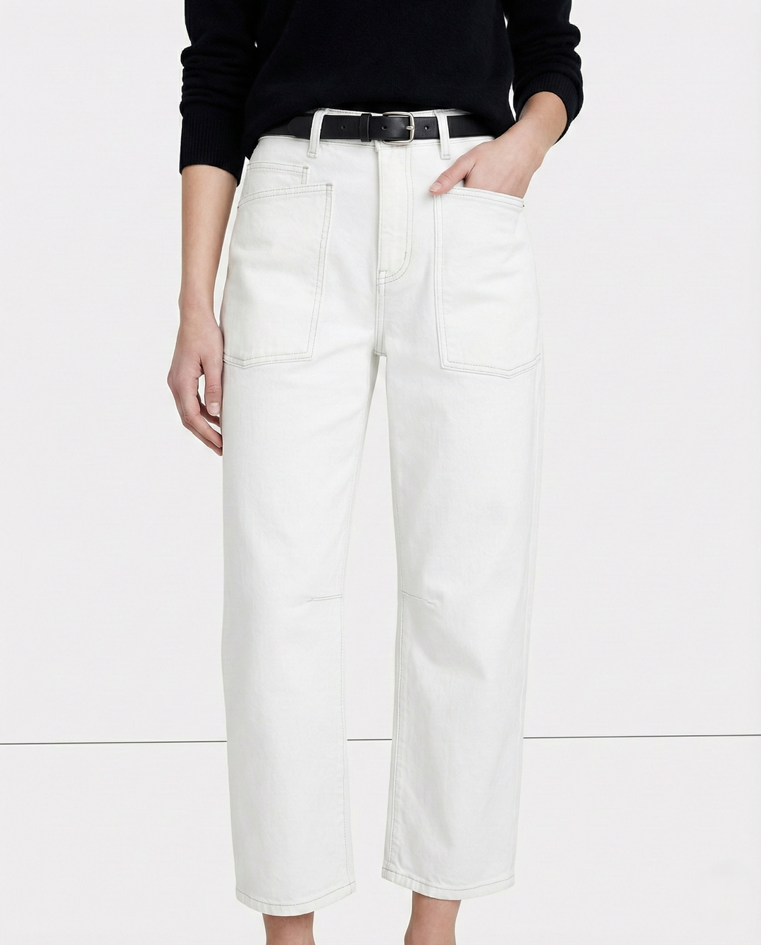 Olivia Bennet | Structured Barrel Jeans for Women in Denim