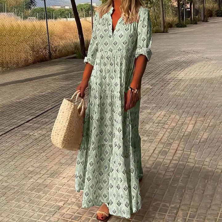 Women Long Sleeve Summer Boho Print Dress