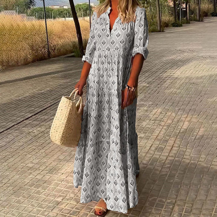 Women Long Sleeve Summer Boho Print Dress