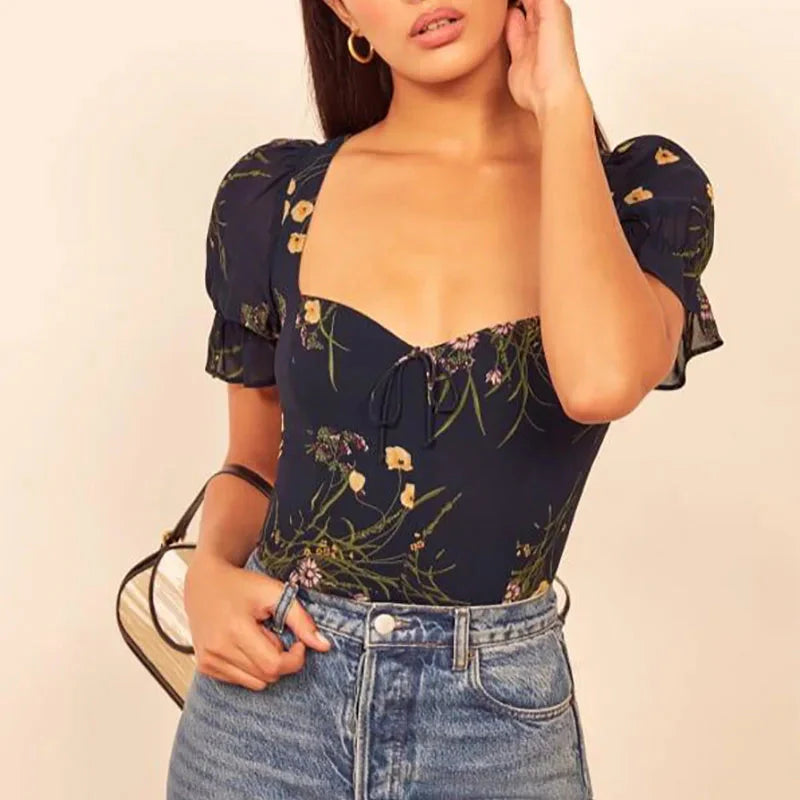 Olivia Bennet | Floral Blouse for Women in Lightweight Fabric, Regular Fit, Multicolor