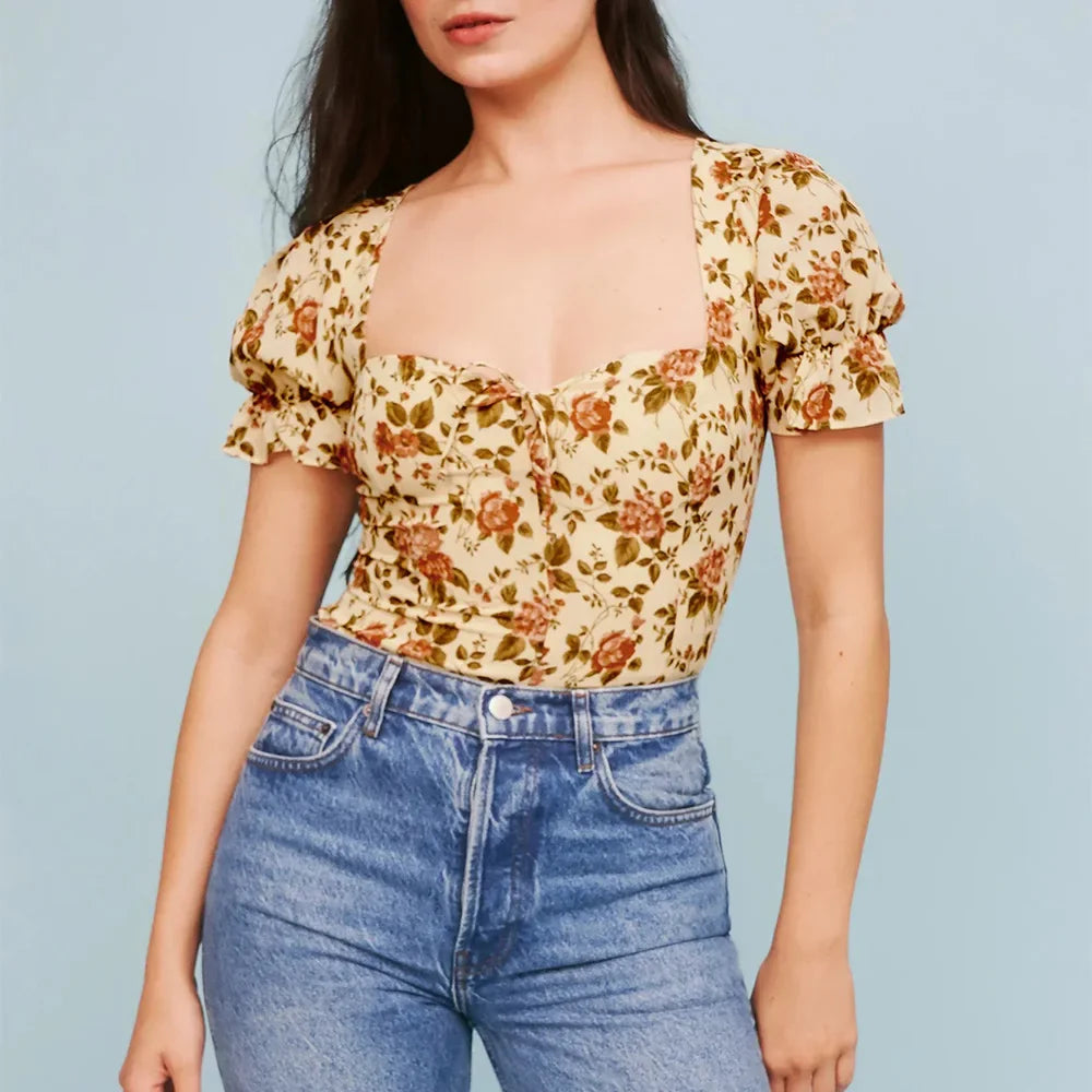 Olivia Bennet | Floral Blouse for Women in Lightweight Fabric, Regular Fit, Multicolor