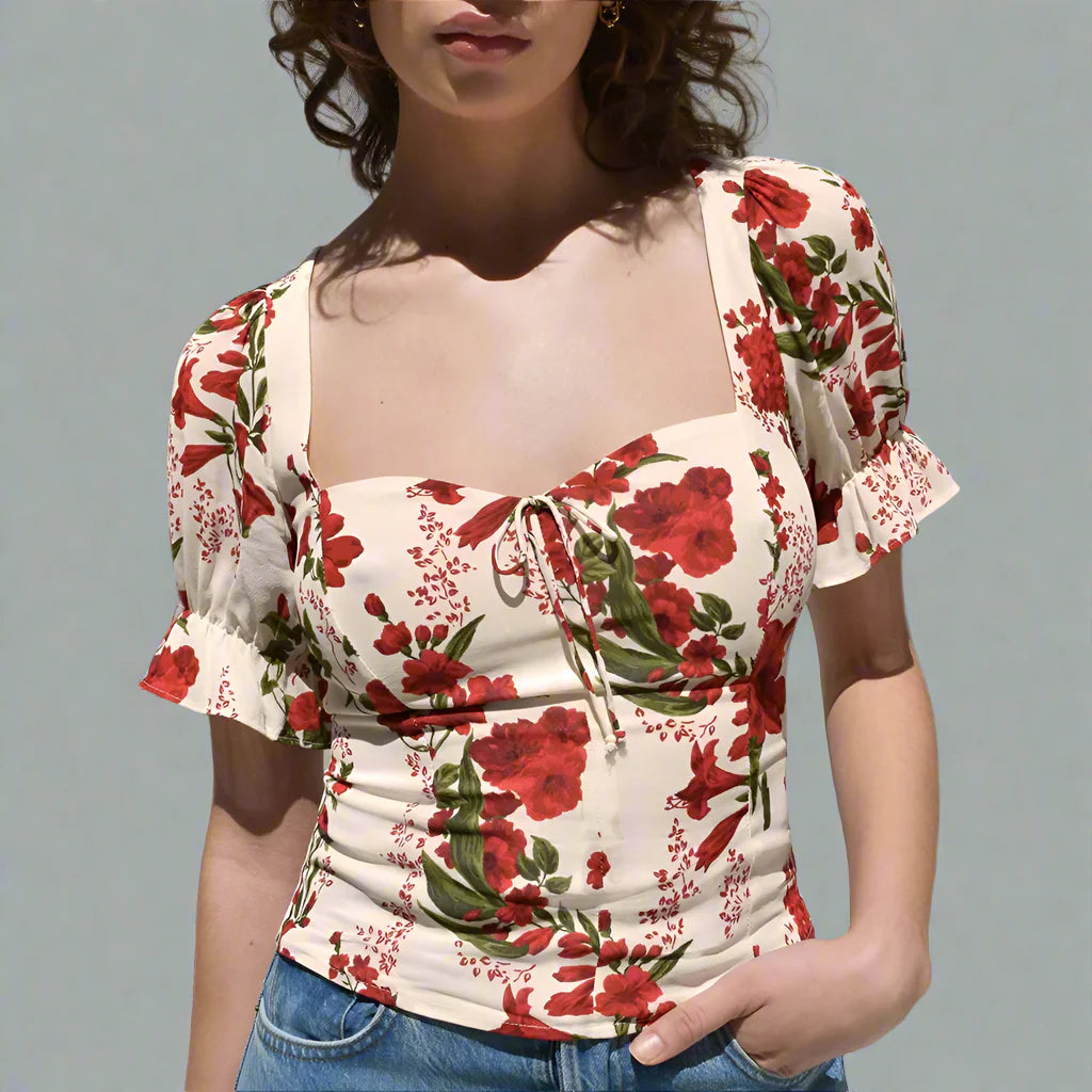 Olivia Bennet | Floral Blouse for Women in Lightweight Fabric, Regular Fit, Multicolor