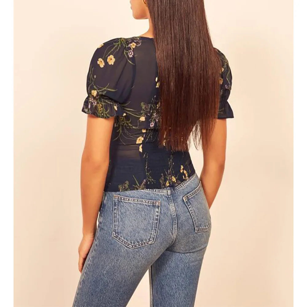 Olivia Bennet | Floral Blouse for Women in Lightweight Fabric, Regular Fit, Multicolor