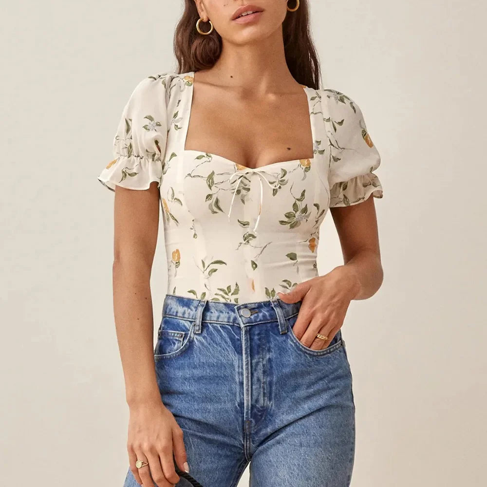 Olivia Bennet | Floral Blouse for Women in Lightweight Fabric, Regular Fit, Multicolor