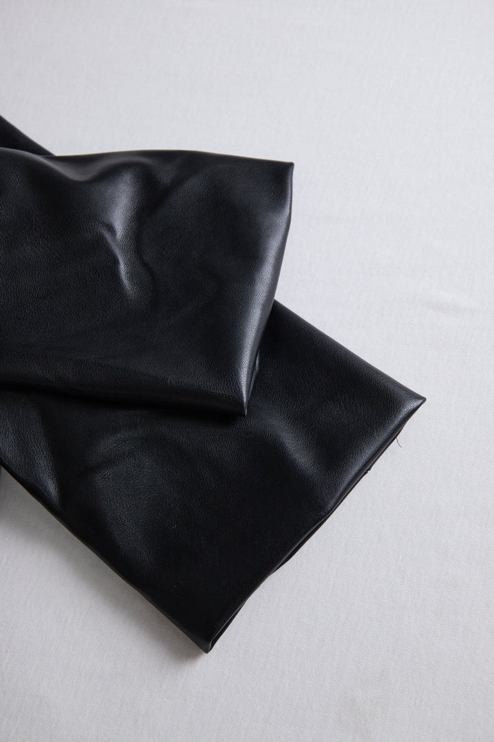Olivia Bennet | Black Wrap Mini Faux Leather Dress