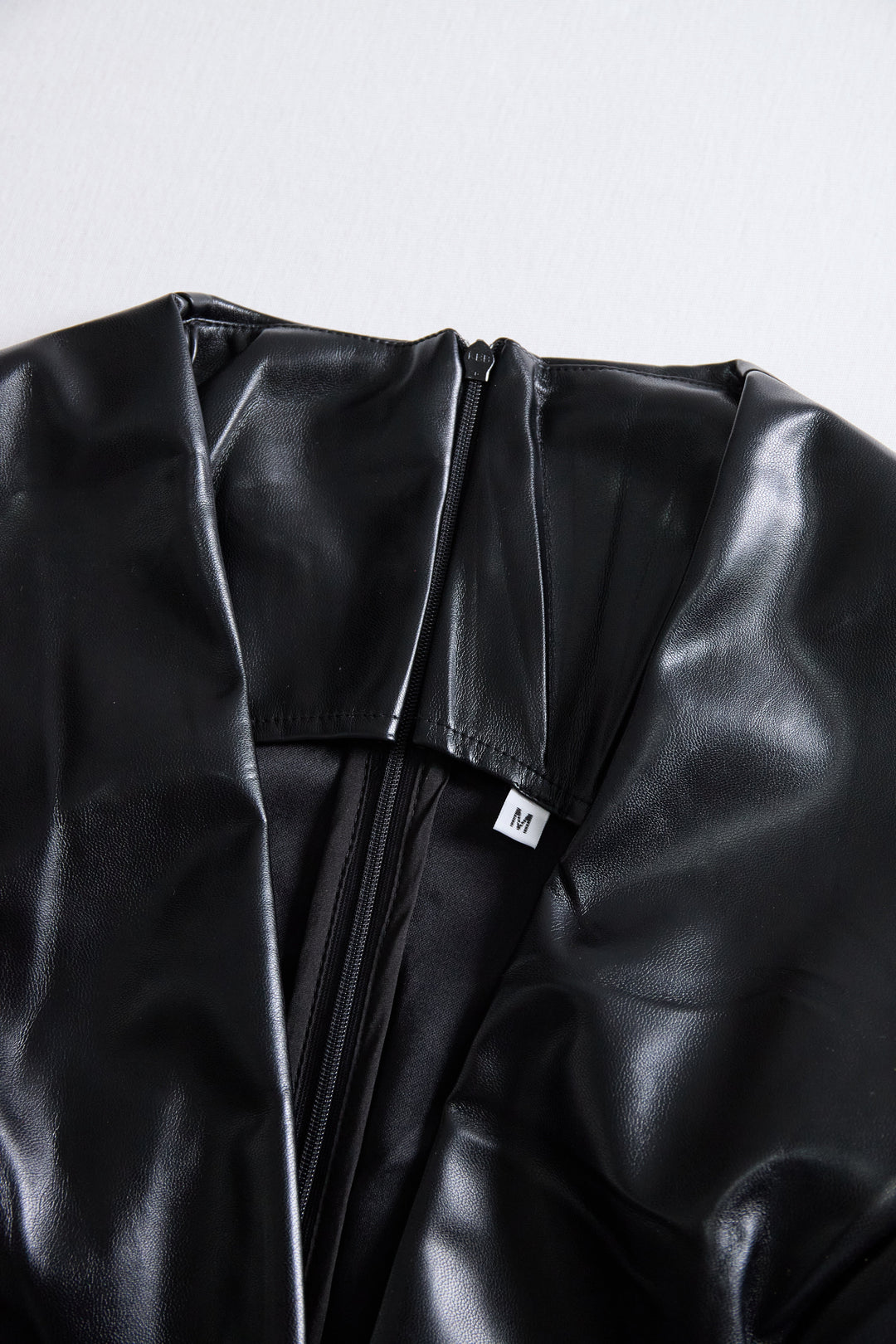 Olivia Bennet | Black Sleeveless Midi Faux Leather Dress