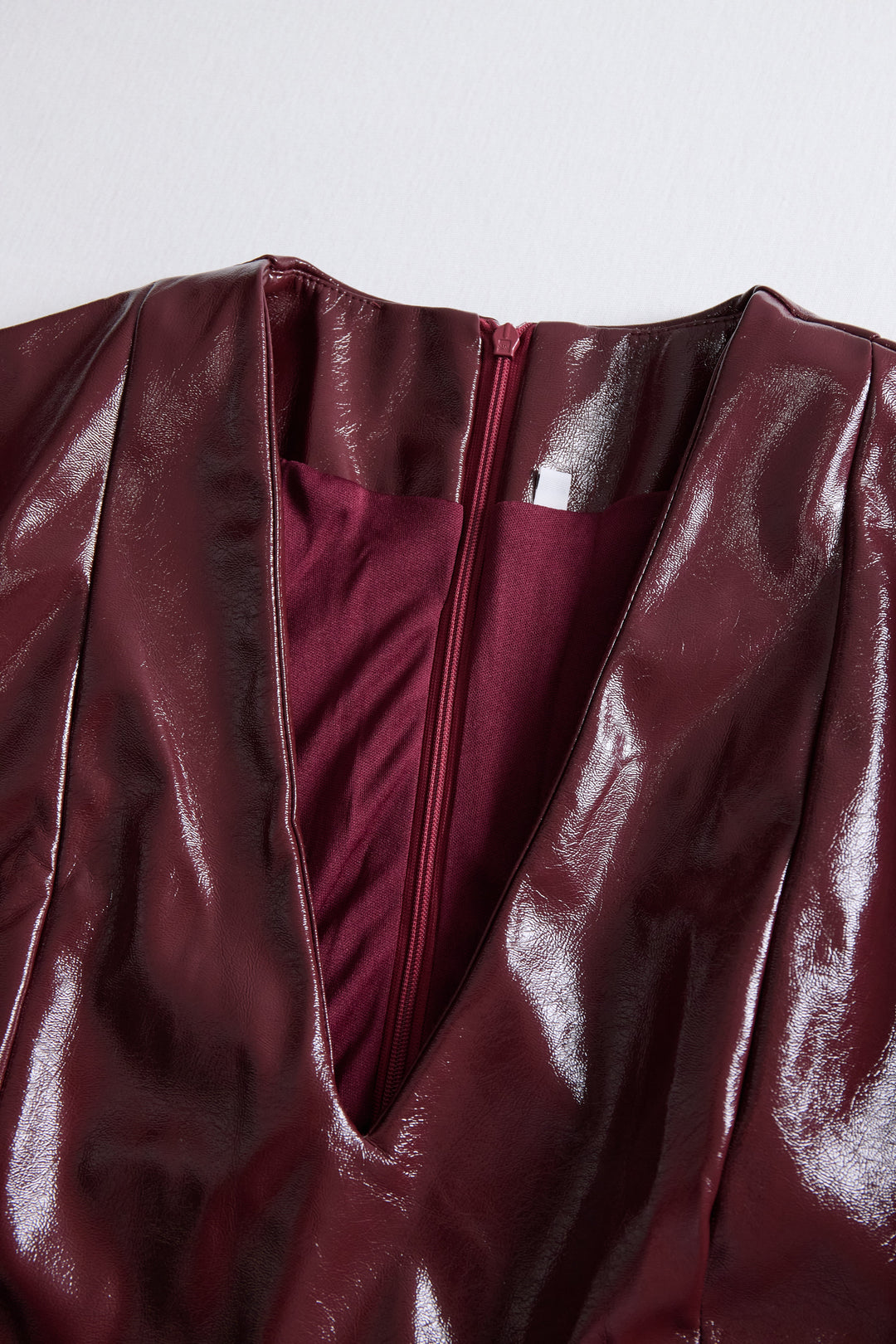 Olivia Bennet | Burgundy Bodycon Midi Faux Leather Dress