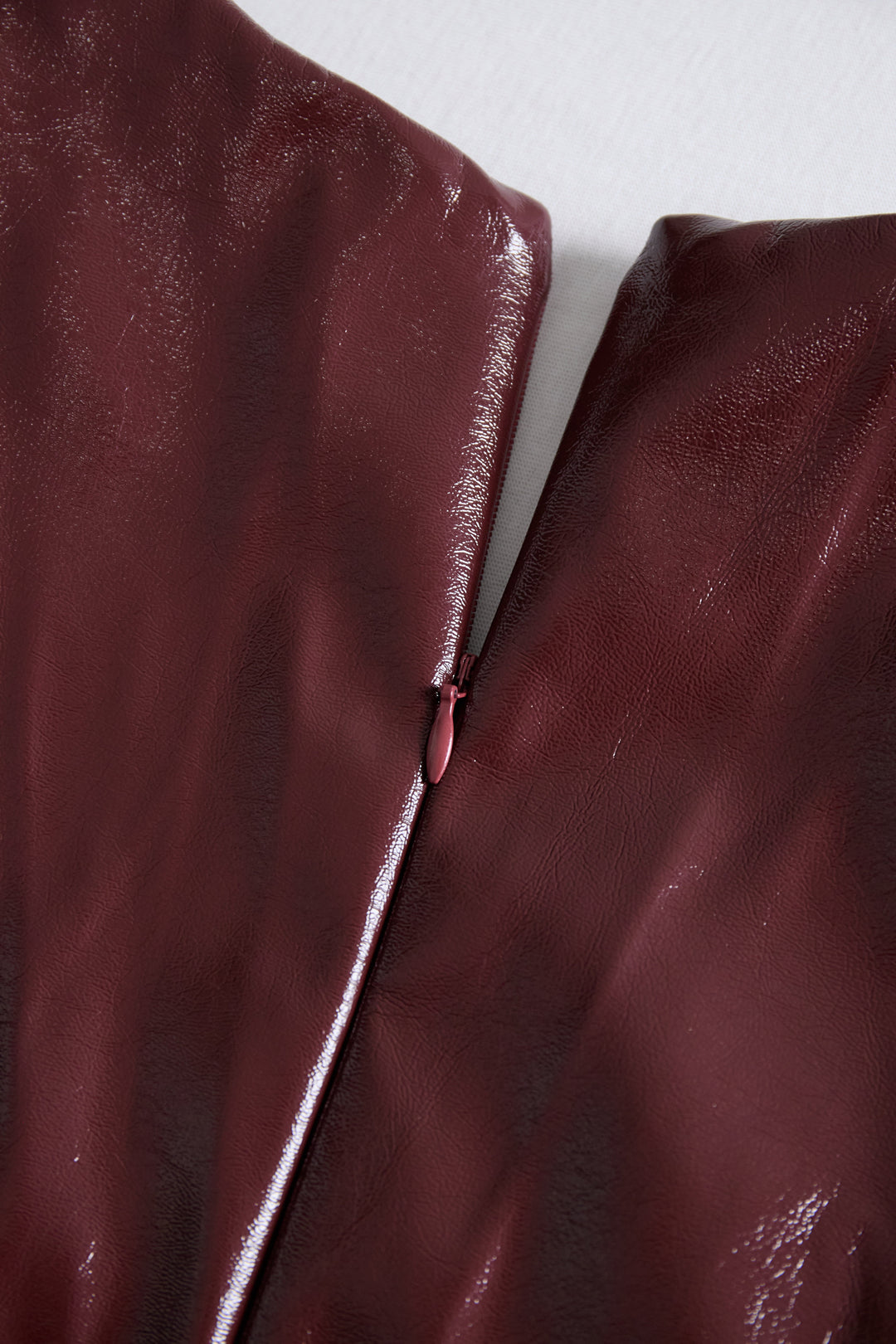 Olivia Bennet | Burgundy Bodycon Midi Faux Leather Dress