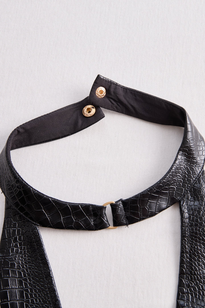 Olivia Bennet | Croc-Effect Halter Faux Leather Mini Dress