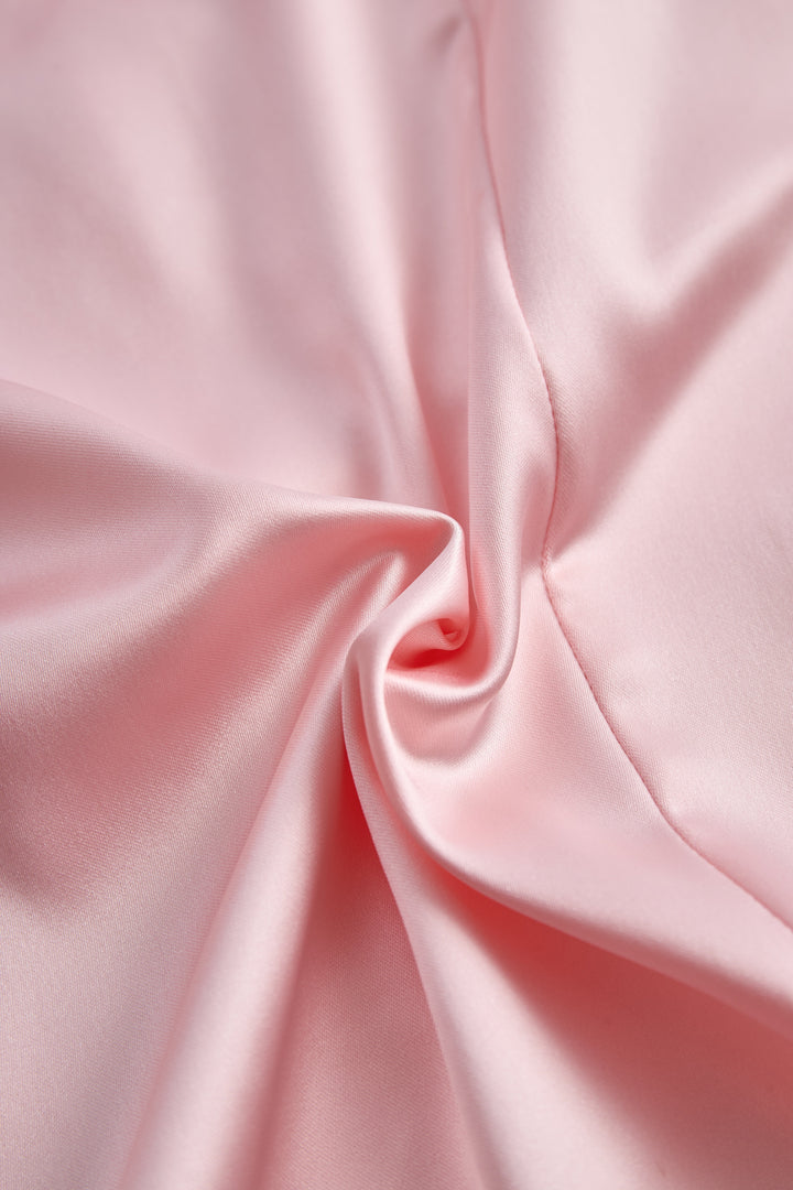 Olivia Bennet | Blush Pink Sleeveless Blazer-Style Satin Dress