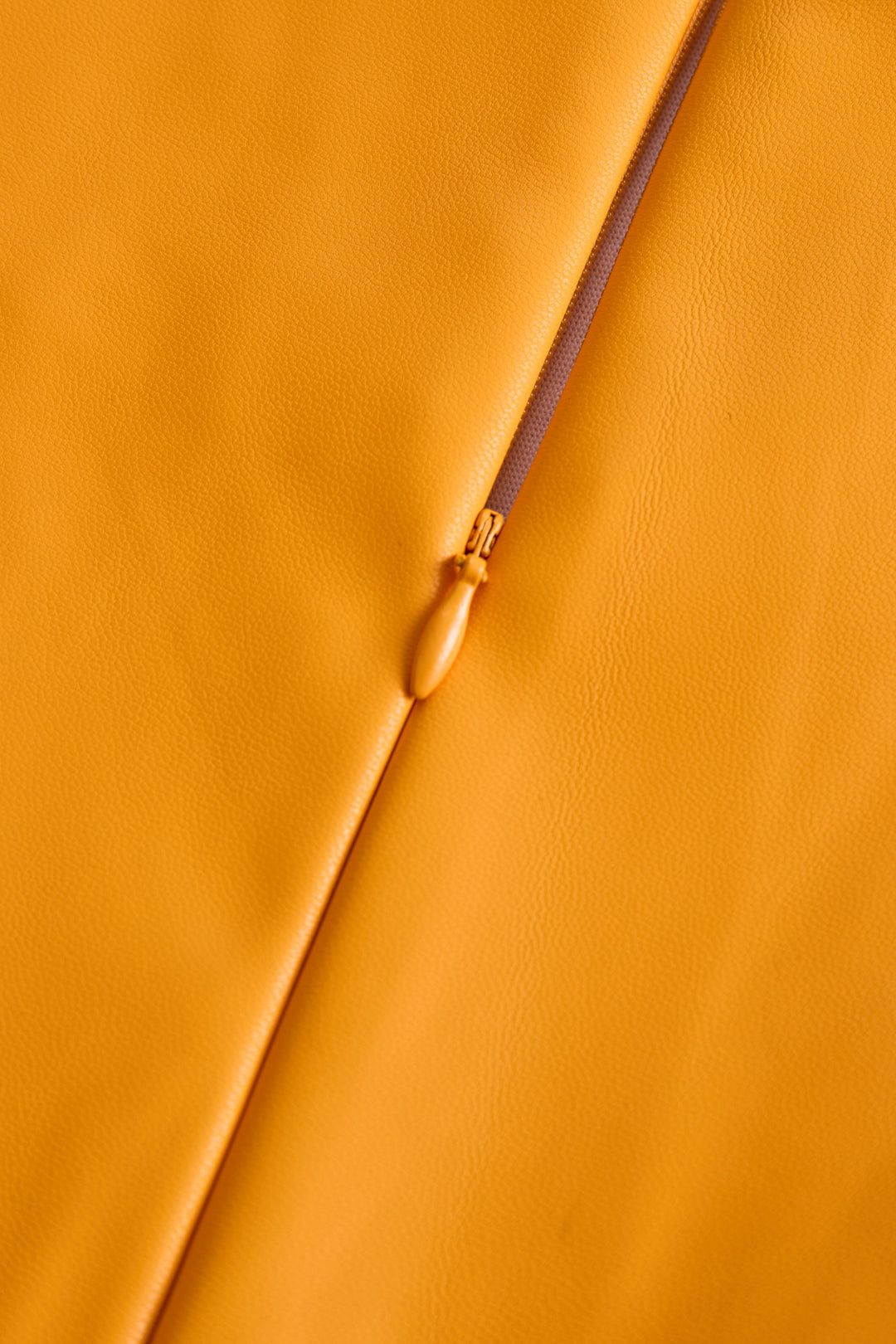 Olivia Bennet | Bright Orange Bodycon Faux Leather Dress