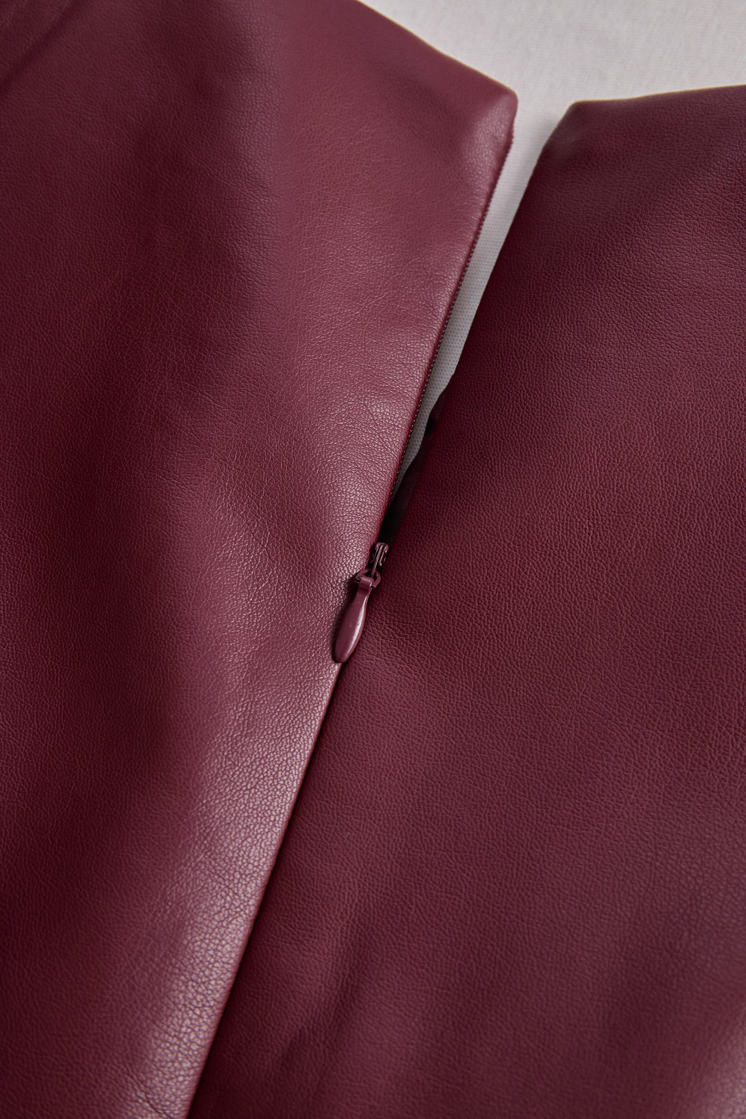 Olivia Bennet | Chic Burgundy Leather Dress