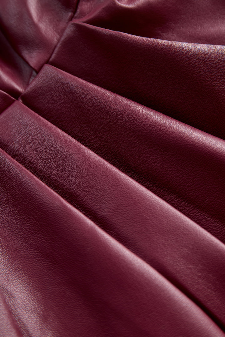 Olivia Bennet | Chic Burgundy Leather Dress