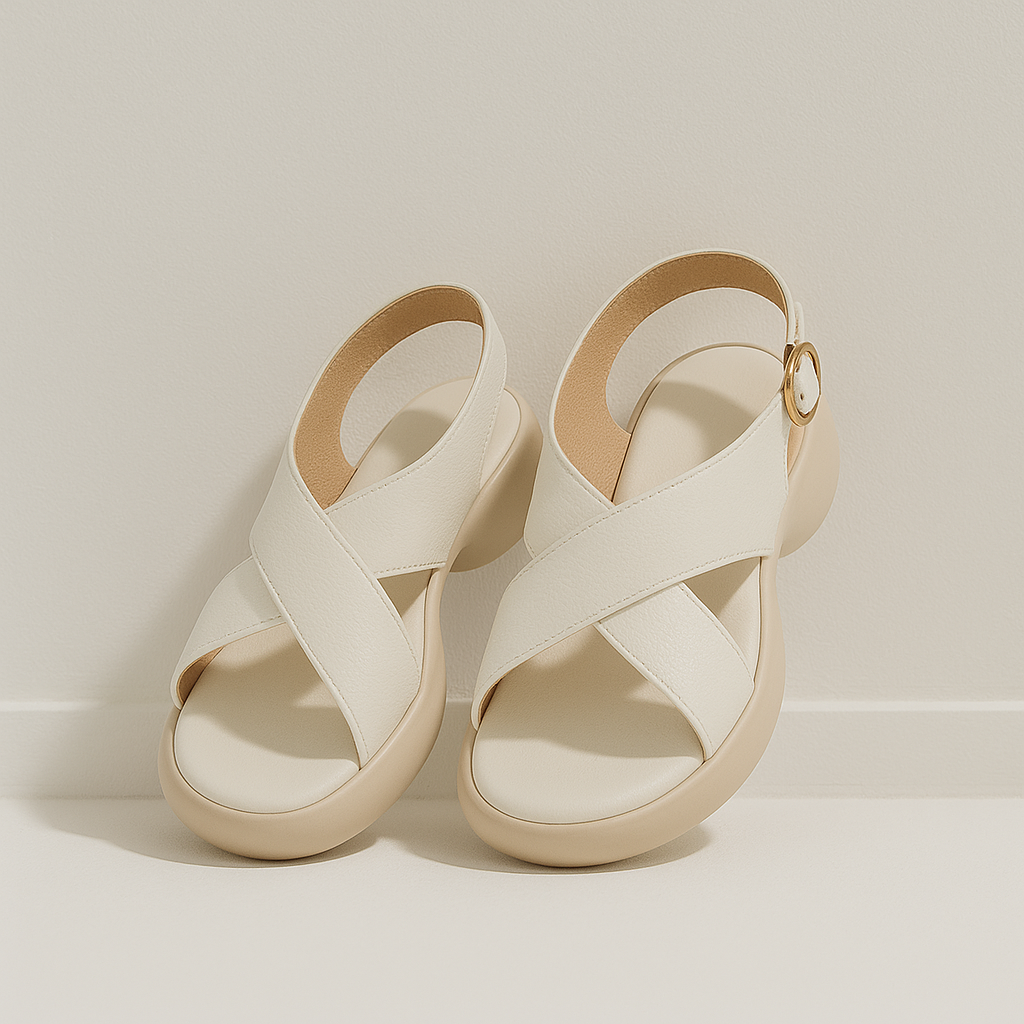 Olivia Bennet | Soft Crossband Slides for Women in Natural Color