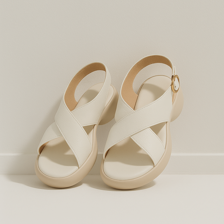 Olivia Bennet | Soft Crossband Slides for Women in Natural Color