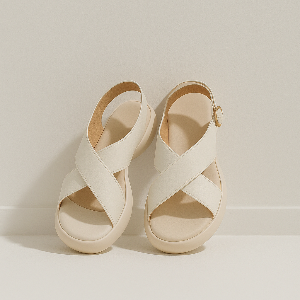 Olivia Bennet | Soft Crossband Slides for Women in Natural Color