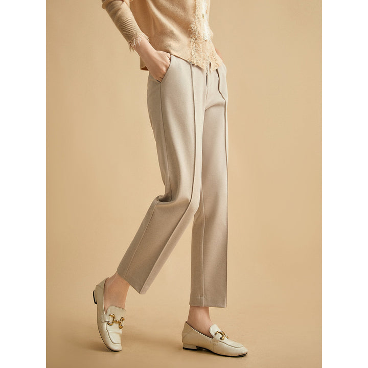 Olivia Bennet | Trousers for Women in Natural Fabric, Slim Fit, Gray, Contemporary Style
