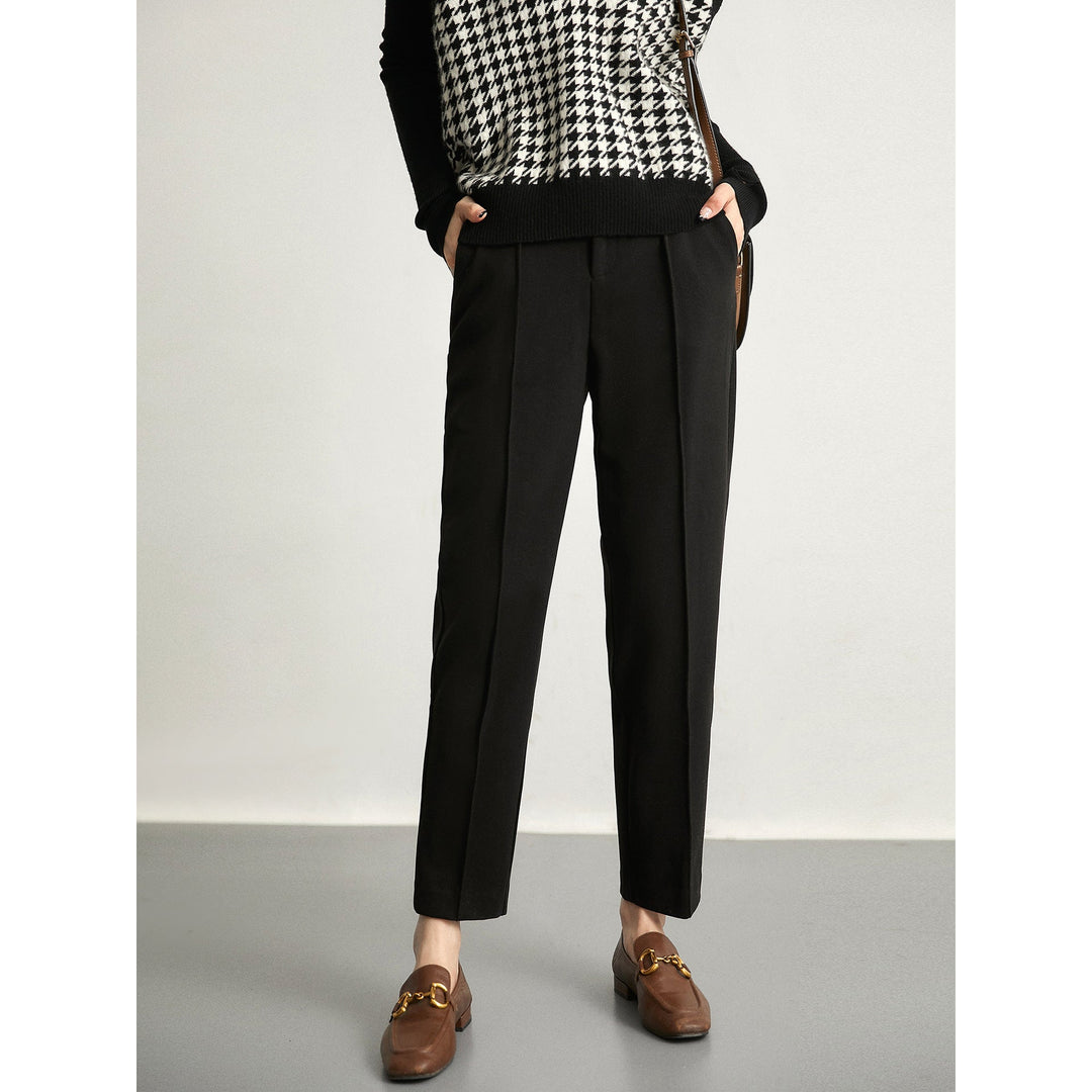 Olivia Bennet | Trousers for Women in Natural Fabric, Slim Fit, Gray, Contemporary Style