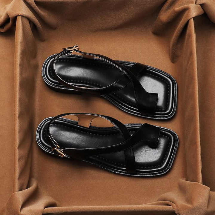 Olivia Bennet | Leather Cross Sandals for Women