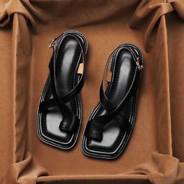 Olivia Bennet | Leather Cross Sandals for Women