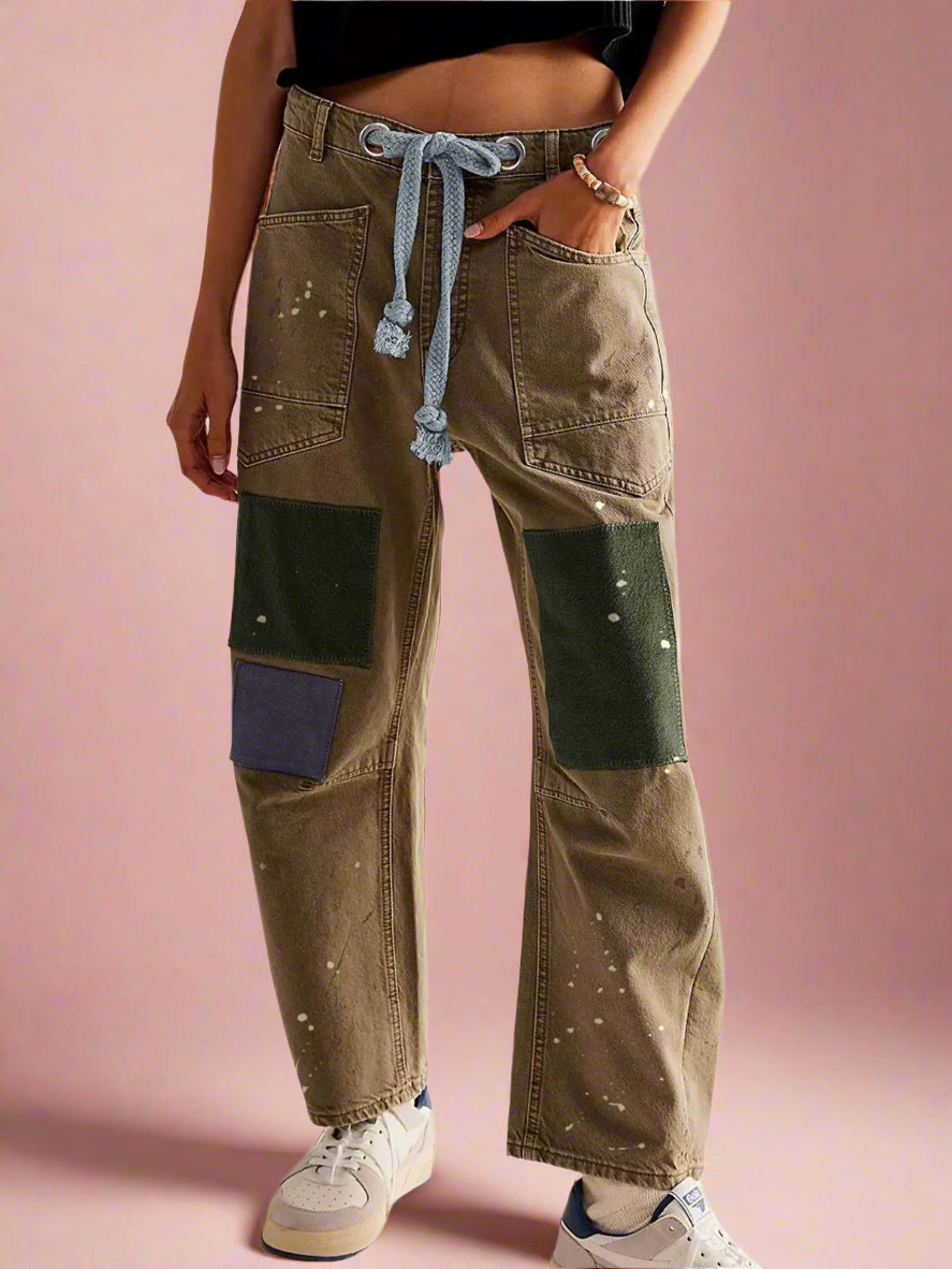 Olivia Bennet | Artisan Pants for Women in Natural Fabric, Relaxed Fit, Beige