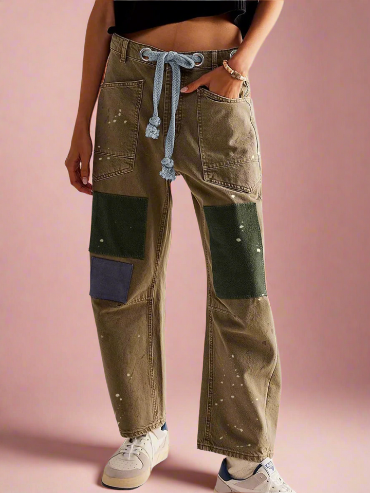Olivia Bennet | Artisan Pants for Women in Natural Fabric, Relaxed Fit, Beige