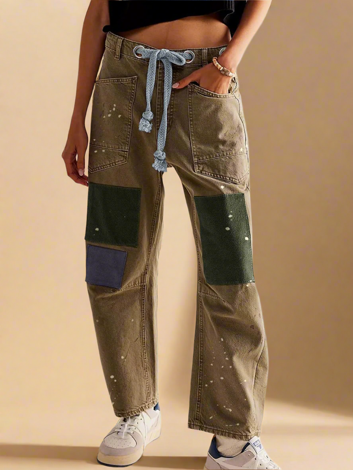 Olivia Bennet | Artisan Pants for Women in Natural Fabric, Relaxed Fit, Beige