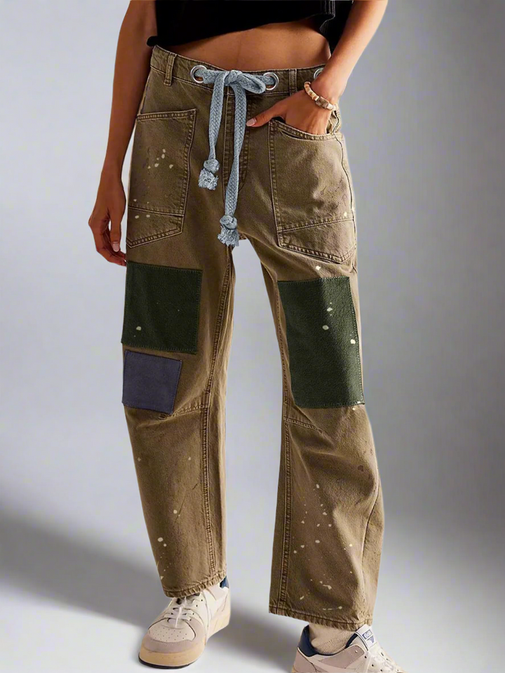 Olivia Bennet | Artisan Pants for Women in Natural Fabric, Relaxed Fit, Beige