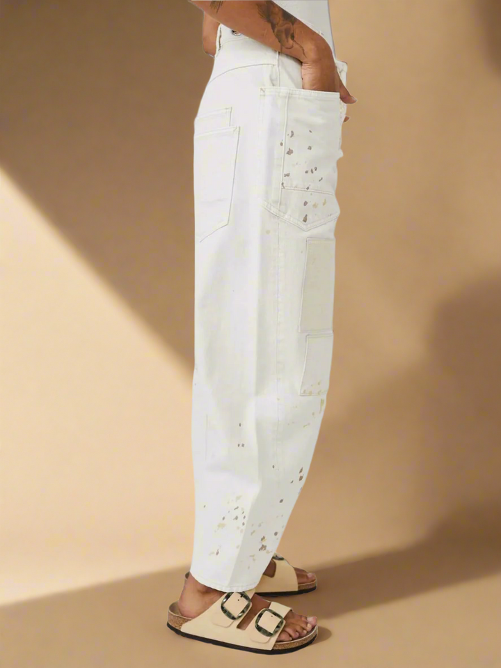 Olivia Bennet | Artisan Pants for Women in Natural Fabric, Relaxed Fit, Beige