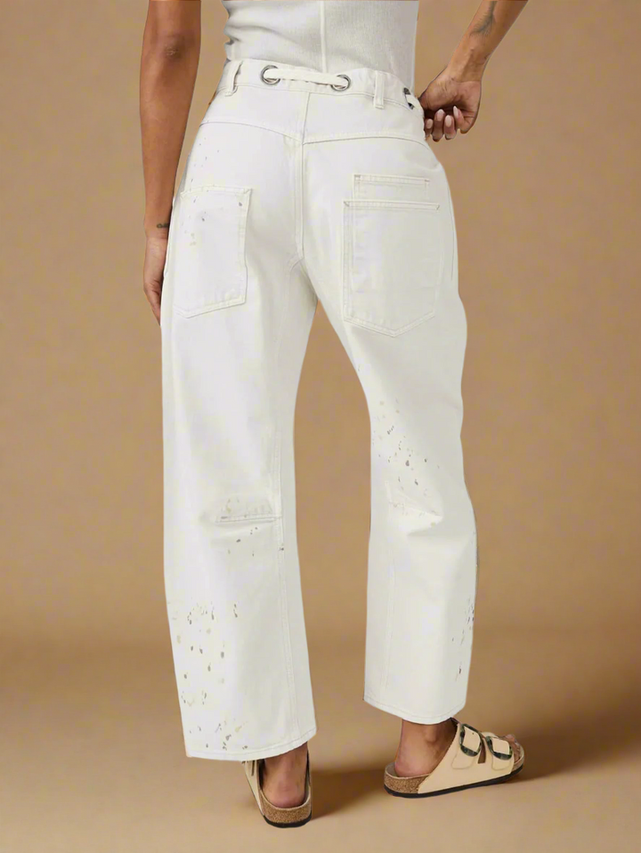 Olivia Bennet | Artisan Pants for Women in Natural Fabric, Relaxed Fit, Beige