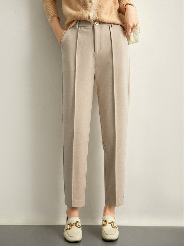 Olivia Bennet | Trousers for Women in Natural Fabric, Slim Fit, Gray, Contemporary Style