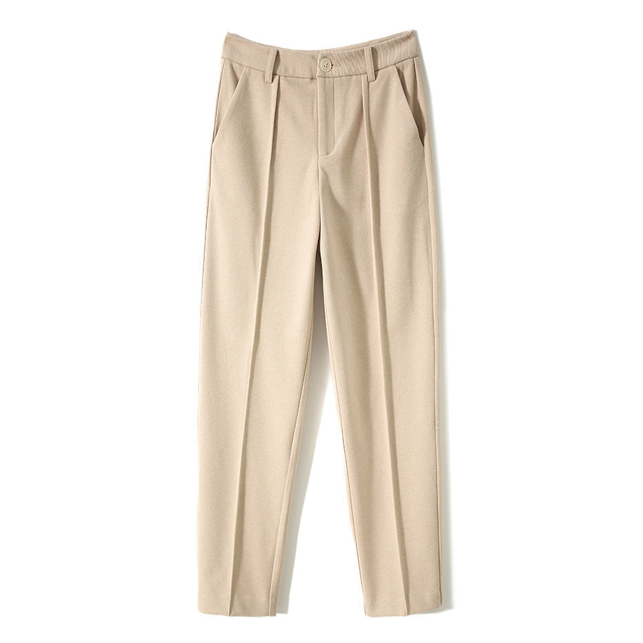 Olivia Bennet | Trousers for Women in Natural Fabric, Slim Fit, Gray, Contemporary Style