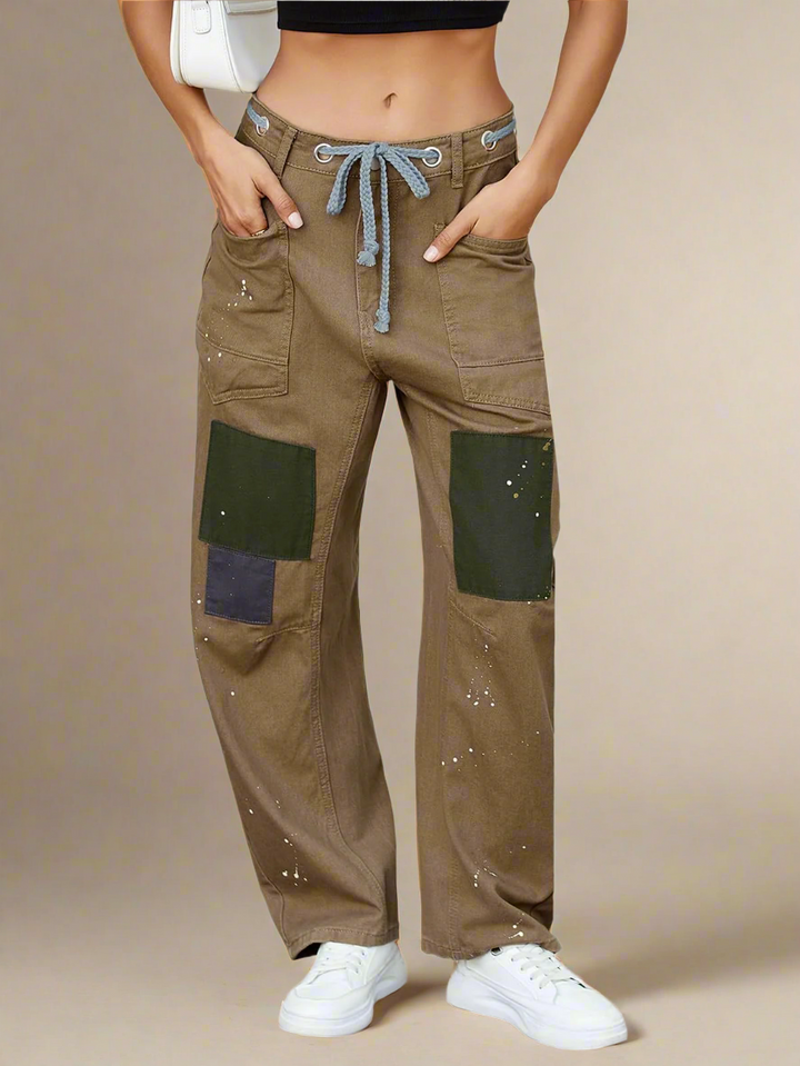 Olivia Bennet | Artisan Pants for Women in Natural Fabric, Relaxed Fit, Beige