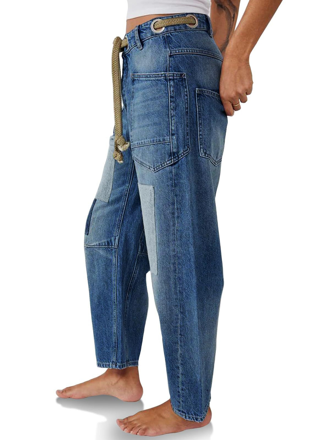 Olivia Bennet | Artisan Pants for Women in Natural Fabric, Relaxed Fit, Beige