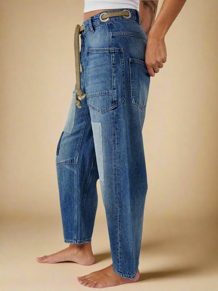 Olivia Bennet | Artisan Pants for Women in Natural Fabric, Relaxed Fit, Beige