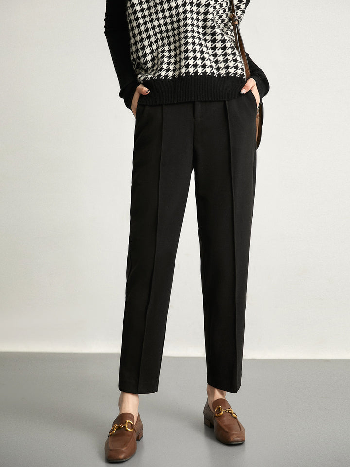 Olivia Bennet | Trousers for Women in Natural Fabric, Slim Fit, Gray, Contemporary Style