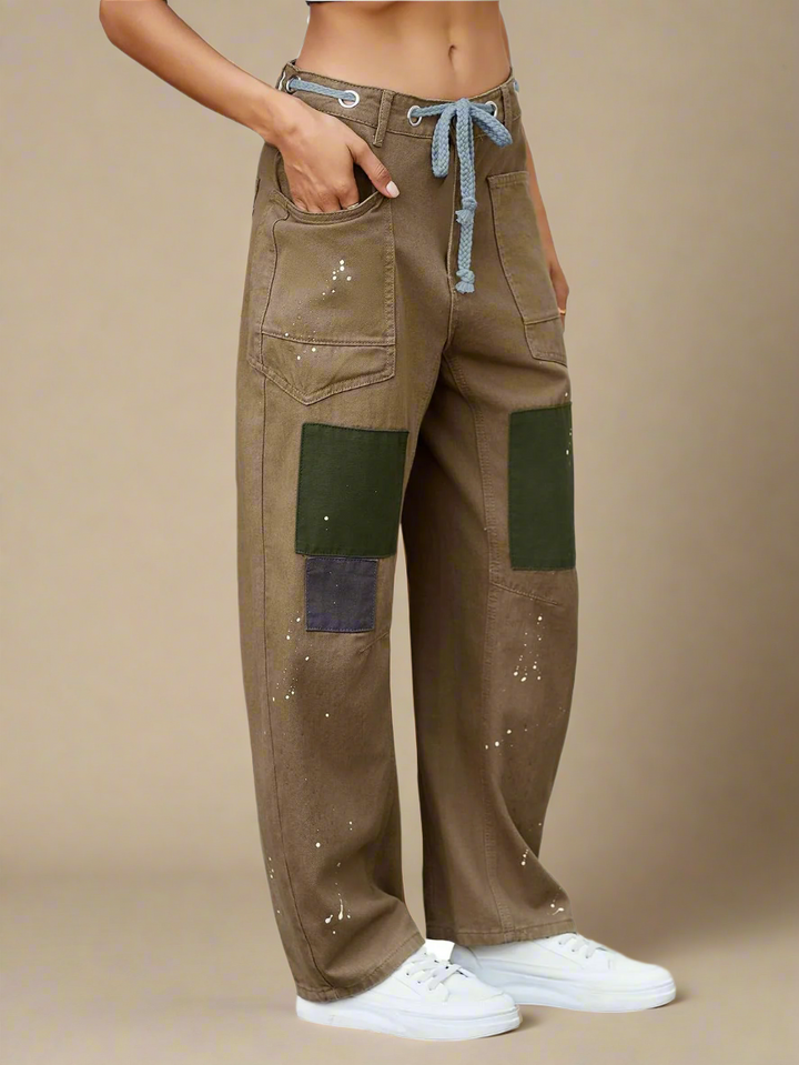 Olivia Bennet | Artisan Pants for Women in Natural Fabric, Relaxed Fit, Beige