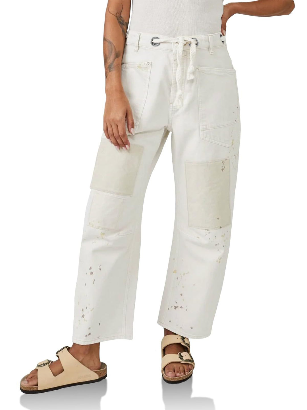 Olivia Bennet | Artisan Pants for Women in Natural Fabric, Relaxed Fit, Beige