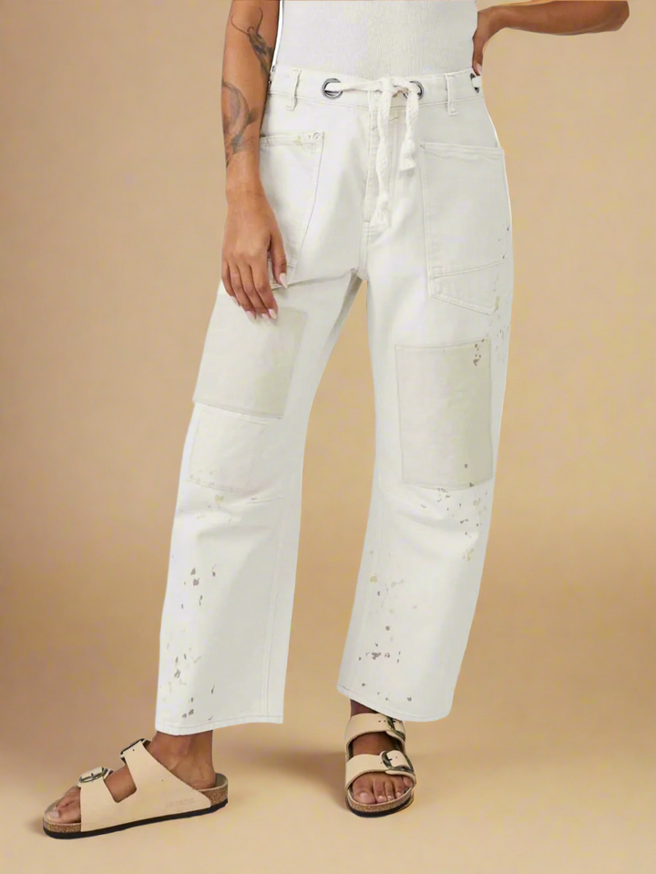Olivia Bennet | Artisan Pants for Women in Natural Fabric, Relaxed Fit, Beige