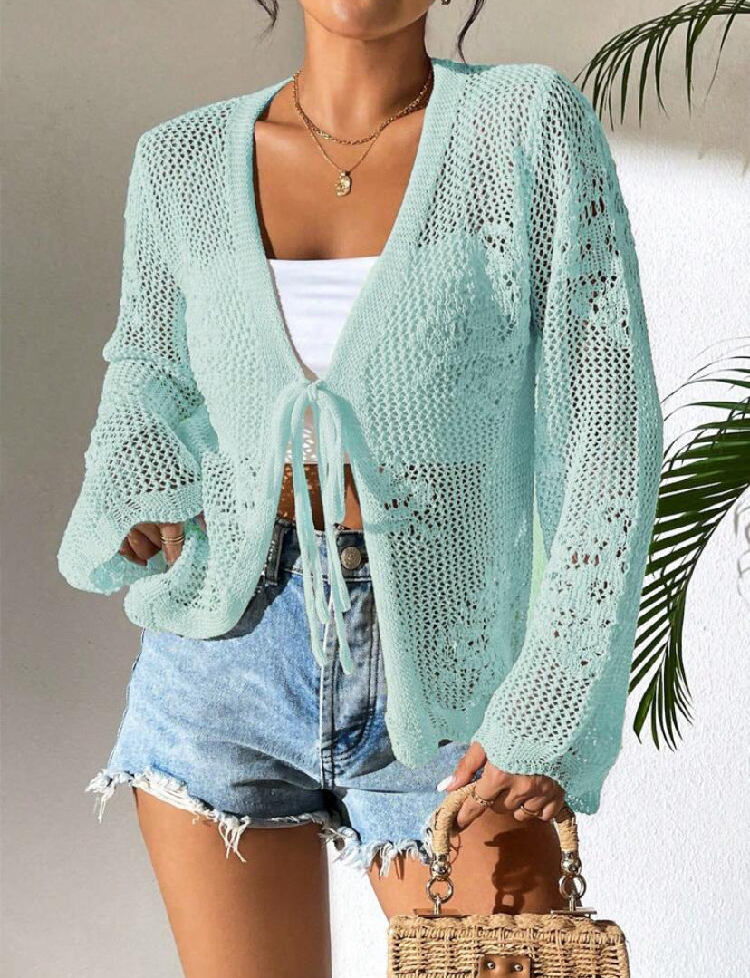 SICAT™ – Elegant Tie Front Long Sleeve Cardigan