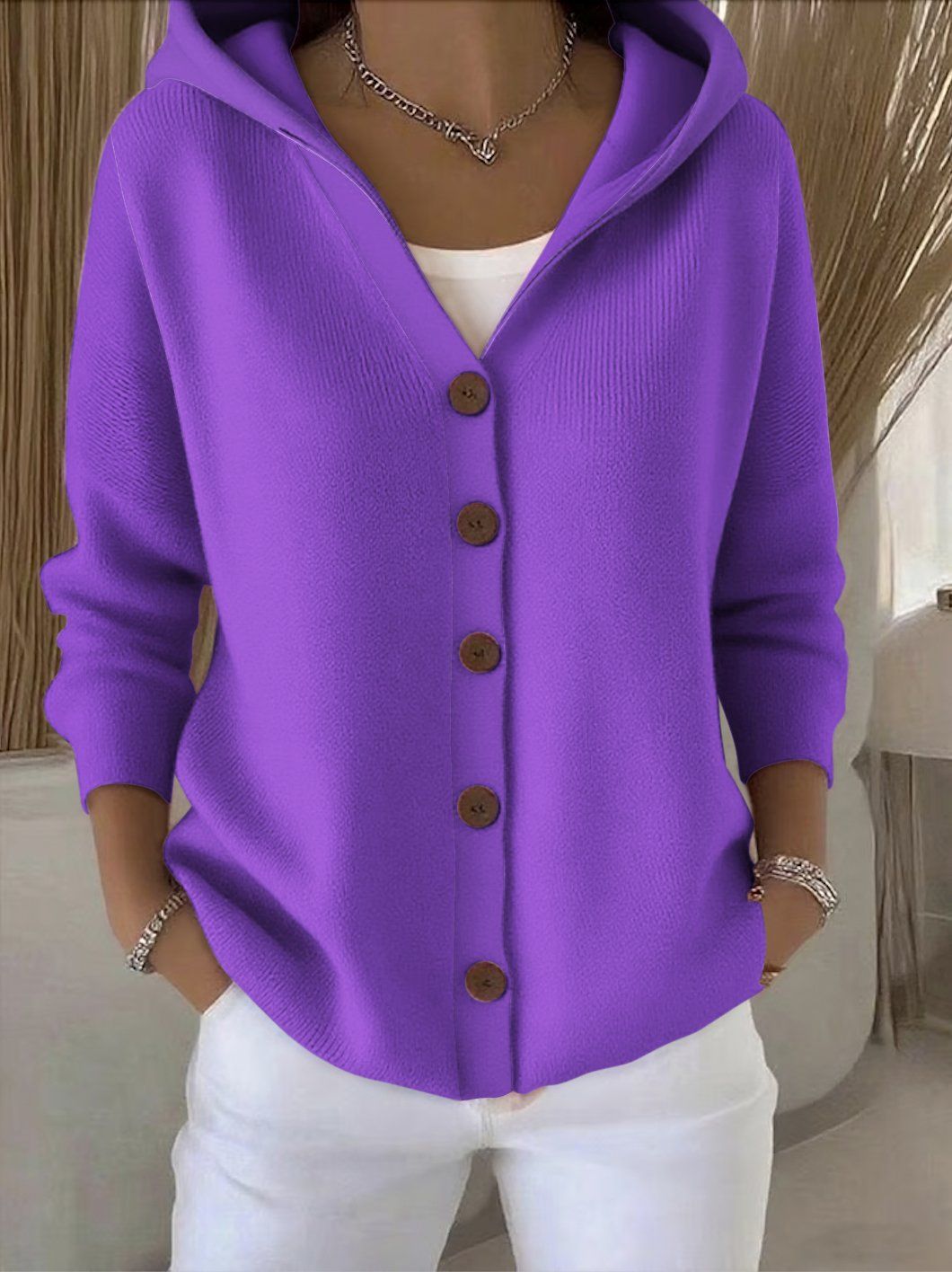 Zoé | Soft Hooded Knit Cardigan