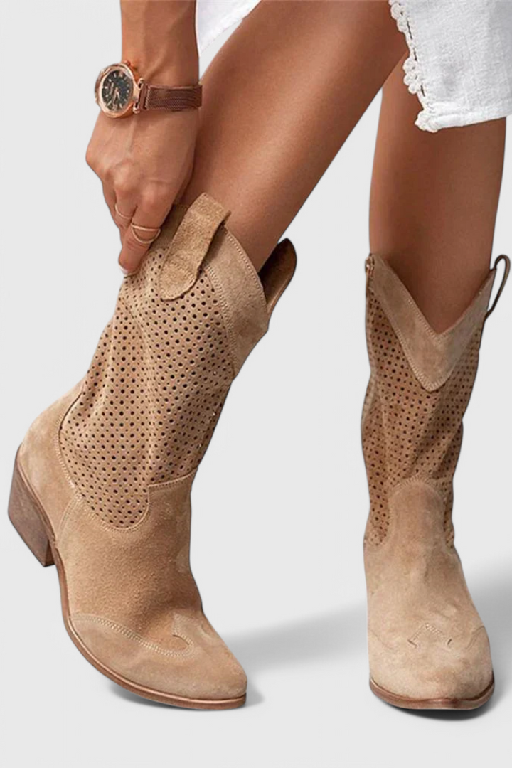 Anna Modern Cowboy Boots with Side Zip