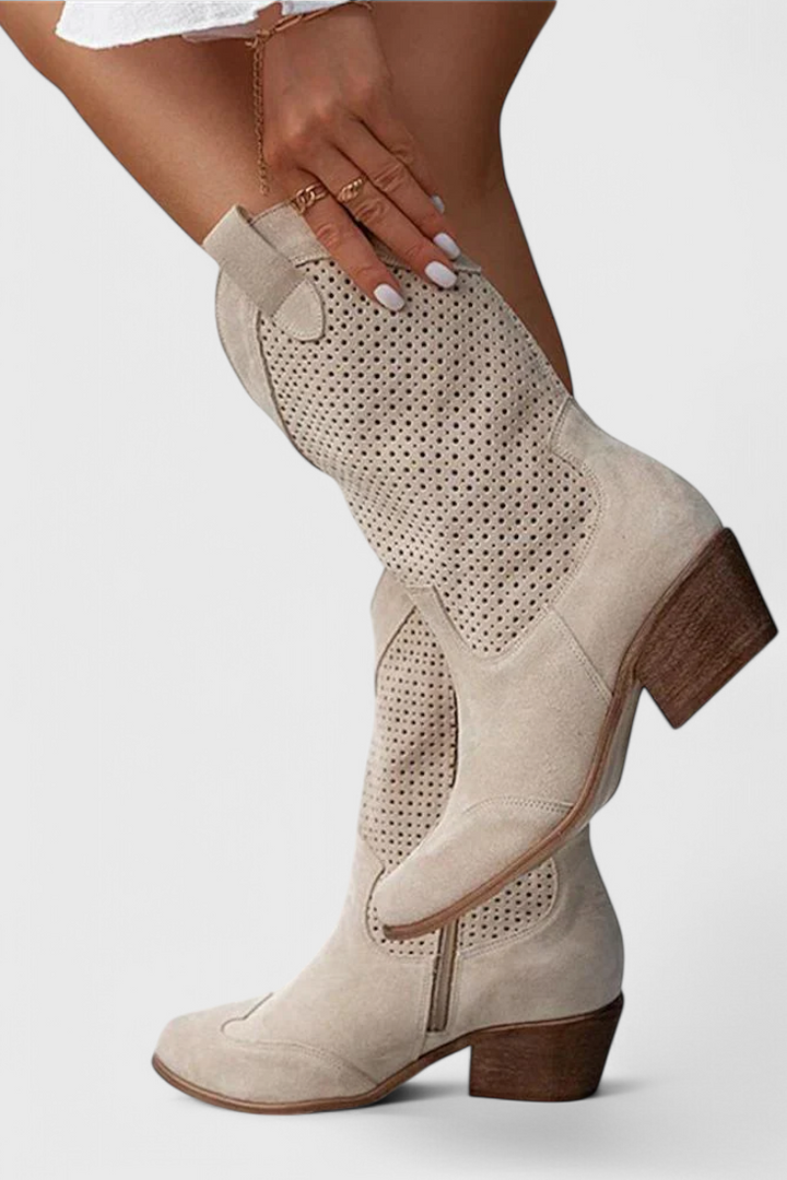 Anna Modern Cowboy Boots with Side Zip