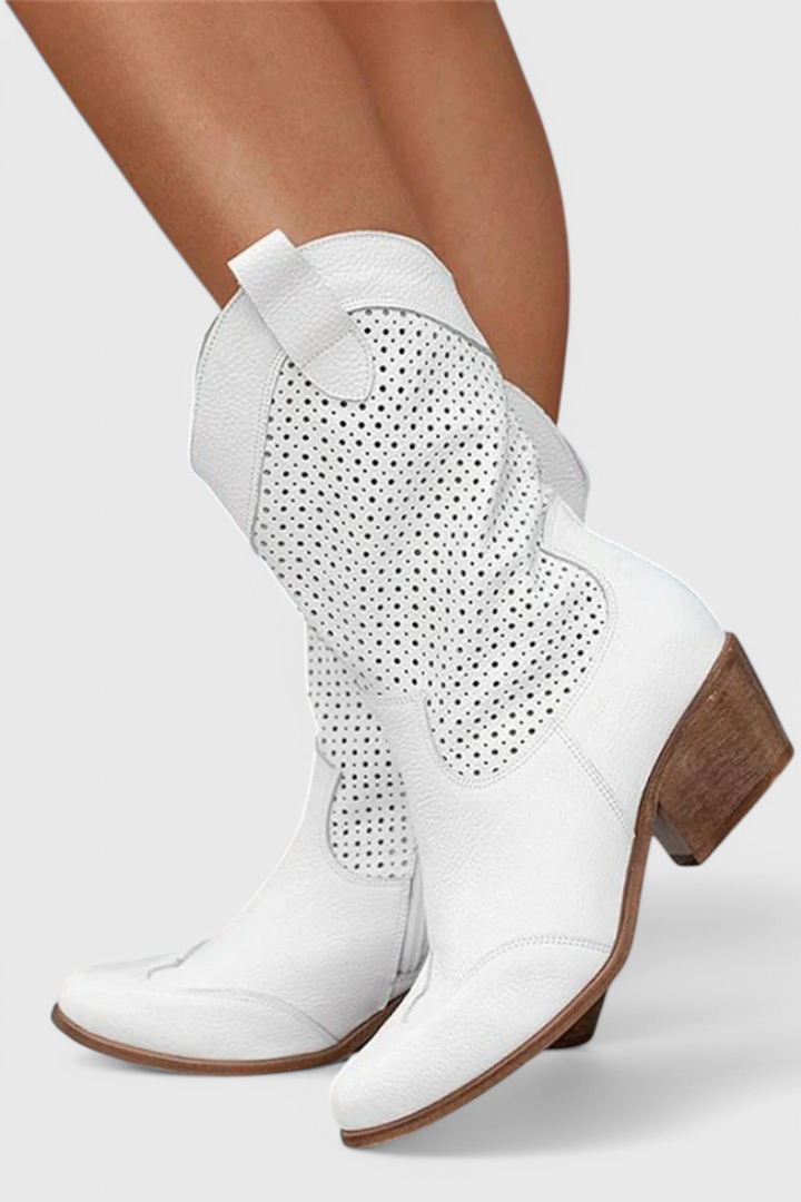 Anna Modern Cowboy Boots with Side Zip