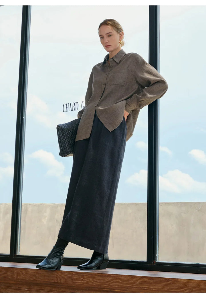 Olivia Bennet | Linen Shirt for Women, Relaxed Fit, White