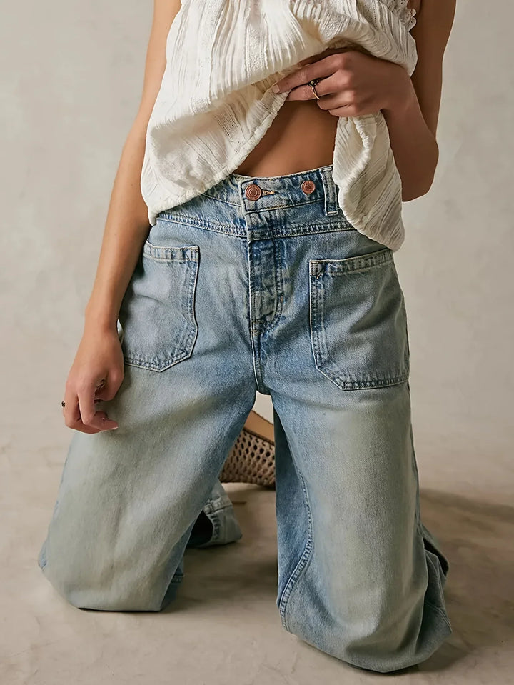 Olivia Bennet | High-Waist Wide-Leg Denim Jeans for Women