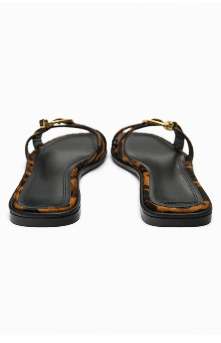 Olivia Bennet | Italian Leather Cutout Slide Sandal for Women