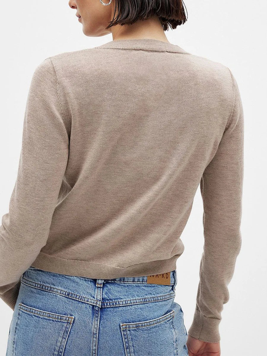 Olivia Bennet | Knit Button Cardigan for Women in Natural Color