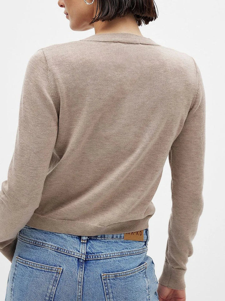 Olivia Bennet | Knit Button Cardigan for Women in Natural Color